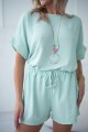 Mint-Set - Shorts und Bluse mit Anhänger