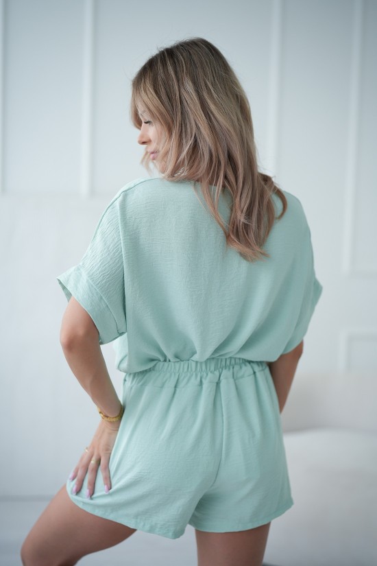 Mint-Set - Shorts und Bluse mit Anhänger