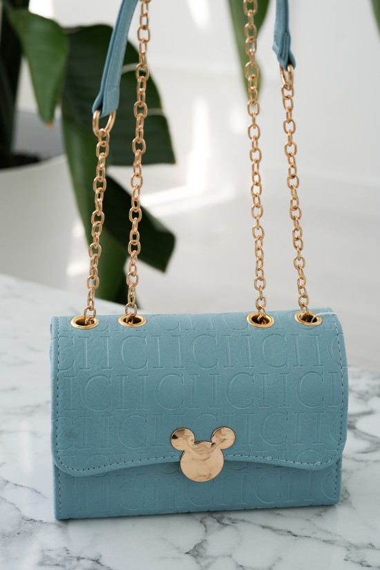 Handtasche mit Maus - blau