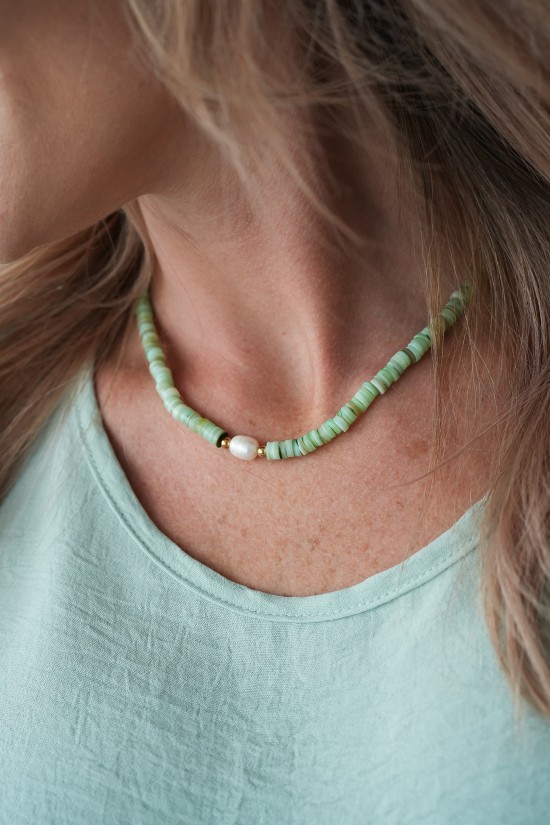 Grüne Kieselstein-Halskette