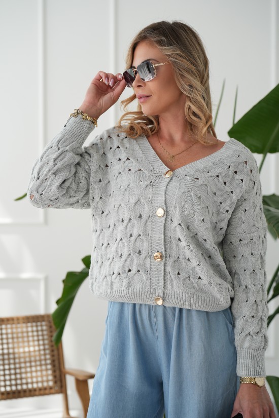 Durchbrochener Pullover - grau