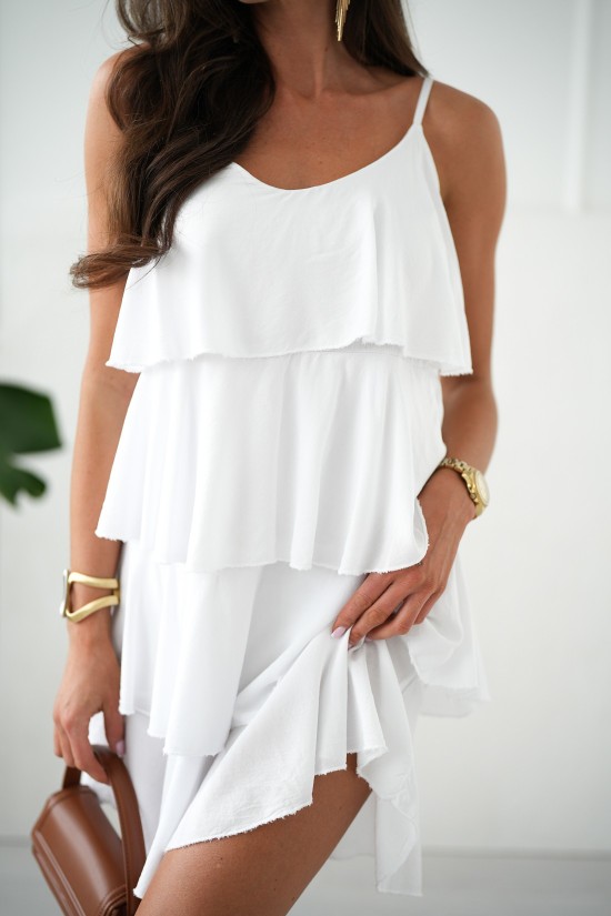 Biała sukienka hiszpanka z falbanami na ramiączka